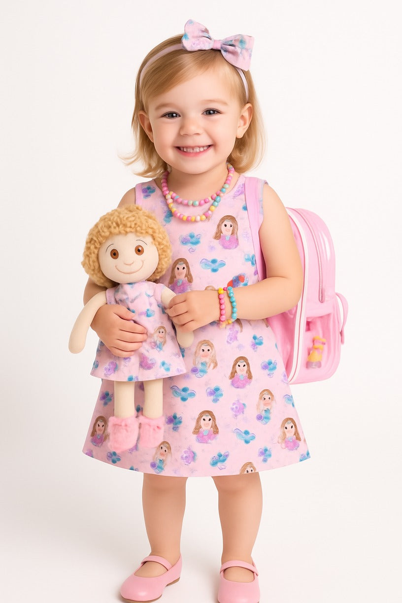 Kit completo (Vestidos + Boneca + Laços + Mochila)