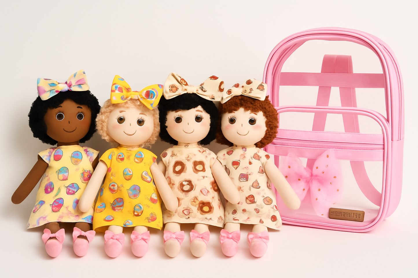 Kit completo (Vestidos + Boneca + Laços + Mochila)